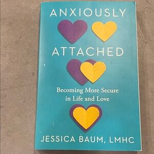 Jessica's Anxiously Attached - Teal with Purple and Yellow Hearts
